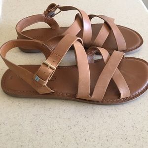 TOMS tan leather sandals
